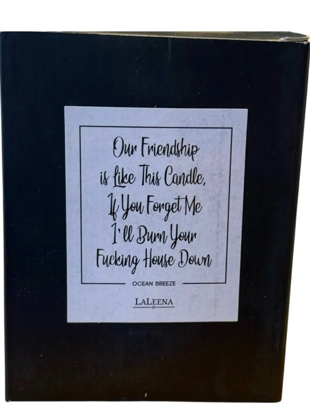LaLeena Ocean Breeze Scented Soy Candle with Wood Lid and funny saying